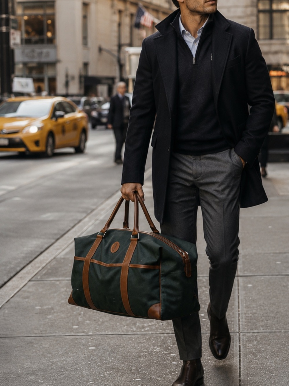 Ralph Lauren Forest Green Duffel with Brown Leather Trim